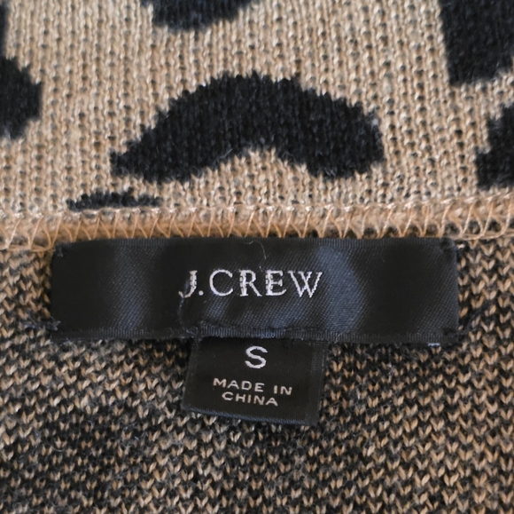 J.Crew Sophie Open Front Leopard Print Knit Blazer Cardigan Jacket Merino Wool S - Picture 7 of 9